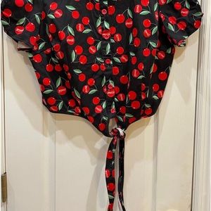 Loungefly Stitch Shoppe Coca-Cola Cherry Crop Tie Top Blouse Women’s 1X